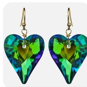 Kirks Folly Aphrodite Crystal Heart Earrings 💚💙💜